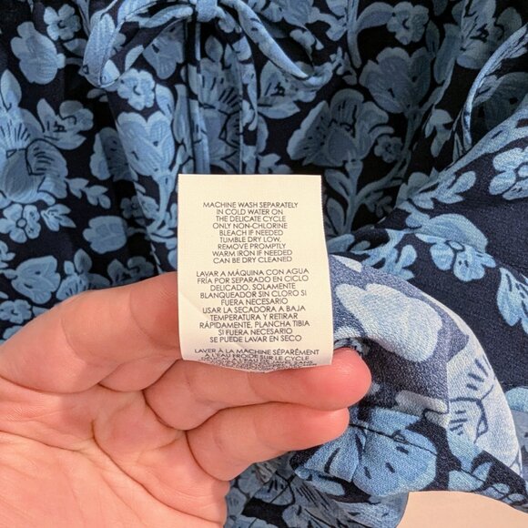 CABI Blue Java Dress L Drawstring Stretch Waist Pockets Cap Sleeve Navy & Blue - Picture 7 of 10